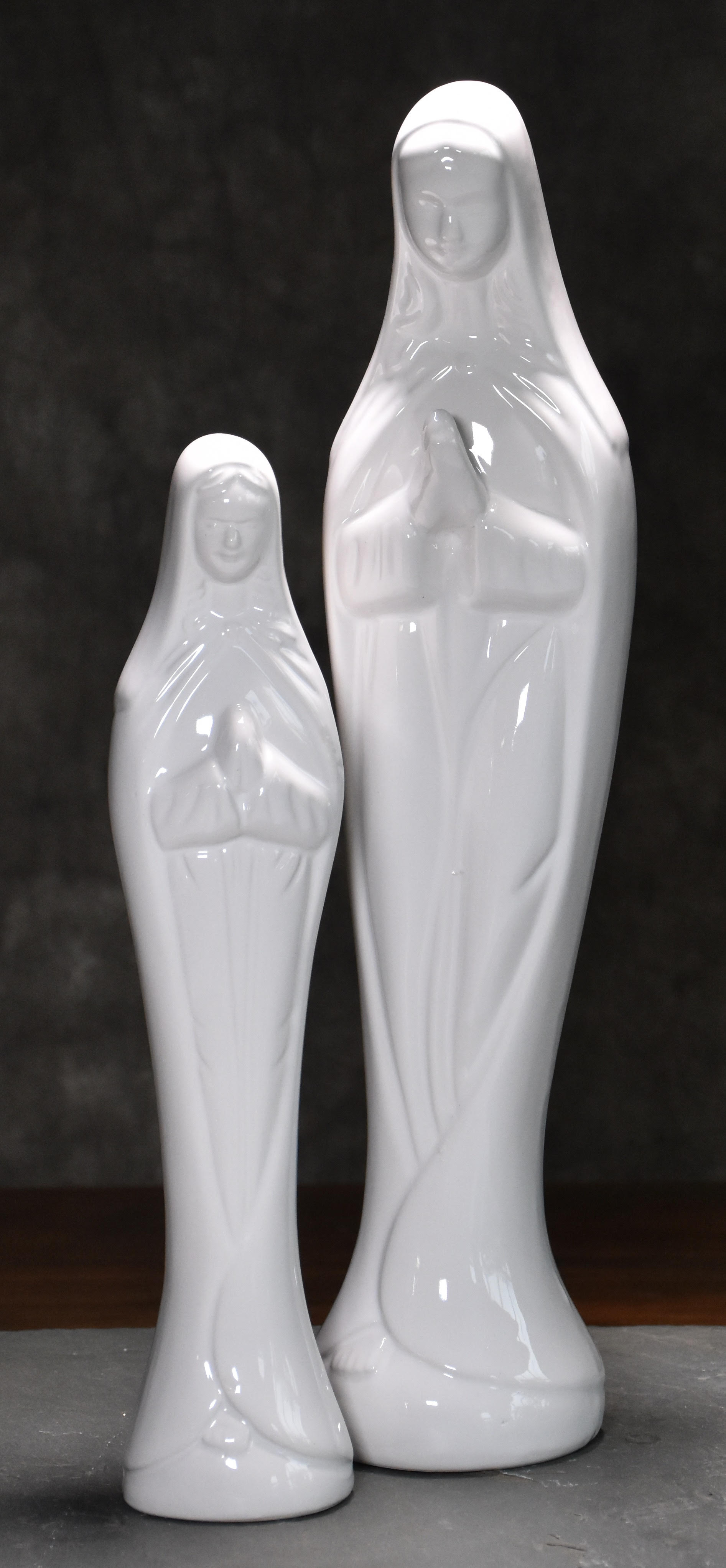 14” tall white ceramic Madonna statue